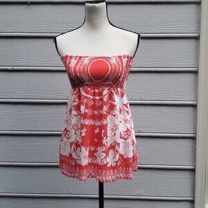 Rampage Strapless Floral Print Smocked Bandeau Top